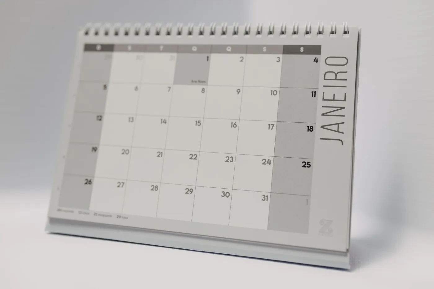 A simple desk calendar showing a month of dates
